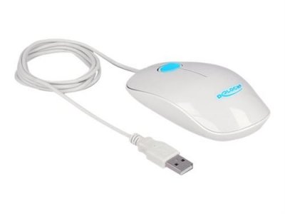  Delock maus led desktop optisch 3-tasten wei&szlig; usb-a