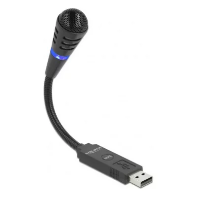 DELOCK  Microphone col de cygne USB avec sourdine