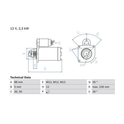 BOSCH D&eacute;marreur, 12 V, par ex. pour Mazda