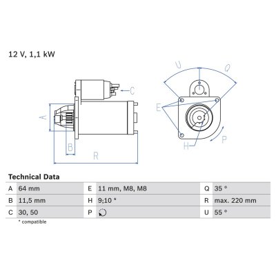 BOSCH Demarreur  0 986 018 880 (X1)