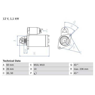 BOSCH Demarreur  0 986 022 280 (X1)