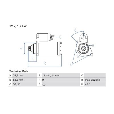 BOSCH Demarreur  0 986 022 470 (X1)