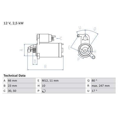 BOSCH Demarreur  0 986 025 160 (X1)