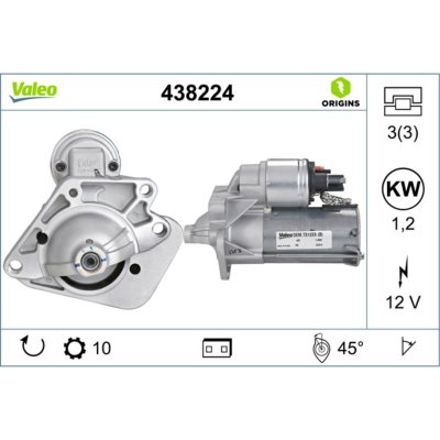 VALEO D&eacute;marreur NEW ORIGINAL PART, 12 V , par ex. pour Renault, Dacia
