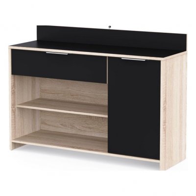 Demeyere - Buffet de cuisine l 123cm - D&eacute;cor chene brut et noir - mike