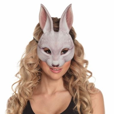 BOLAND Demi-masque lapin - NO NAME - photor&eacute;aliste en polyester - blanc - int&eacute;rieur - adulte