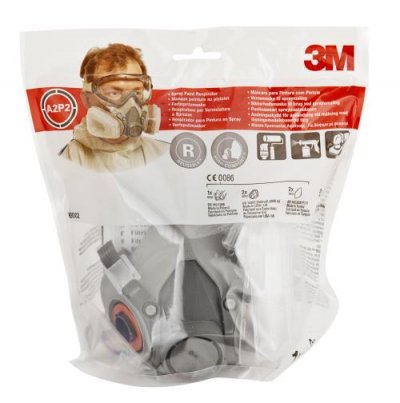 3M Demi-masque respiratoire gaz et vapeur  + Cartouches sp&eacute;ciales peinture A2P2