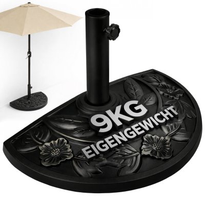 DEUBA Demi pied de parasol noir pour demi parasol 9kg