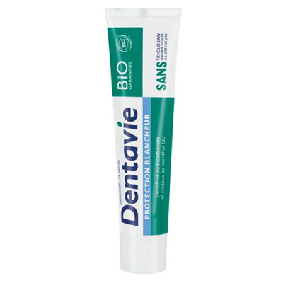 DENTAVIE  Dentifrice Soin Blancheur Bicarbonate/Cristaux de Menthol Bio