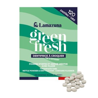 LAMAZUNA Dentifrice &agrave; Croquer Bio - Ortie & Menthe Sans Fluor - 