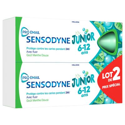 SENSODYNE Dentifrice Junior 6 &agrave; 12 Ans 2x50ml Pro-email Menthe Douce 