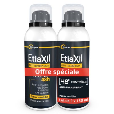 ETIAXIL D&eacute;odorant Homme  - Le Lot De 2 D&eacute;odorants Sprays De 150ml