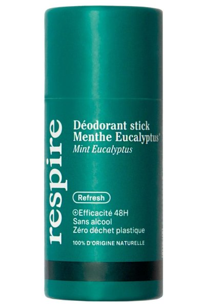 RESPIRE Deodorant Solide Certifie Bio Efficace 48h Menthe Eucalyptus
