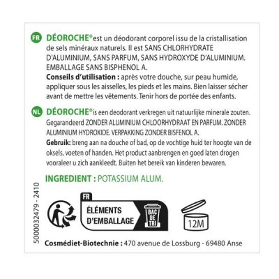 DEOROCHE  D&eacute;odorant 100% Naturel Pierre d'Alun Stick 30g