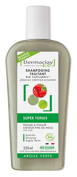 DERMACLAY  Shampoing Bio Super Tonus Cheveux Fins 250ml Sans Sulfates