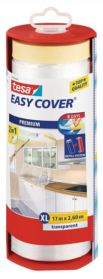 TESA D&eacute;rouleur b&acirc;che protection plastique + ruban masquage XL - 17 x 2,6 m