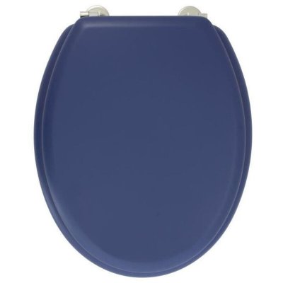 GELCO DESIGN Abattant WC Dolce - Charnieres inox - Bois moul&eacute; - Bleu marine