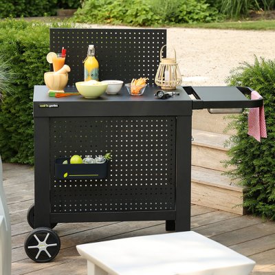 COOK IN GARDEN Desserte clipsable pour plancha en acier noir