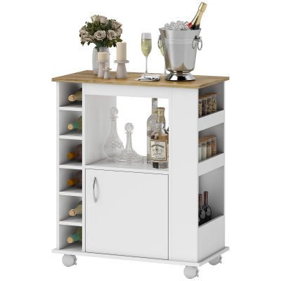 Desserte de cuisine multi-rangement blanc aspect bois clair