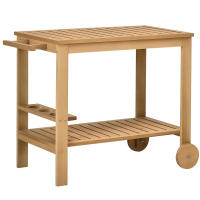 OUTSUNNY Desserte de jardin - desserte pour plancha - bois sapin pr&eacute;-huil&eacute;