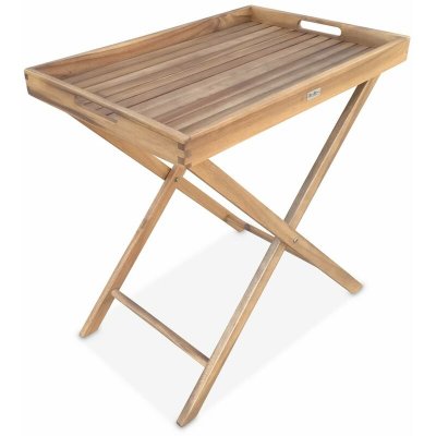 SWEEEK Desserte pliant en bois d'acacia avec plateau amovible