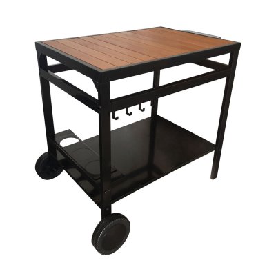 HAPPY GARDEN Desserte pour plancha en acier noir et bois