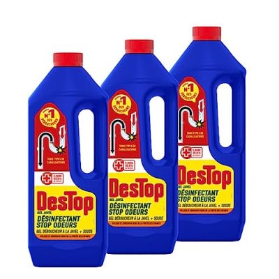 DESTOP  Lot de 4 Gels D&eacute;boucheur Canalisation Express Stop Odeurs 1L