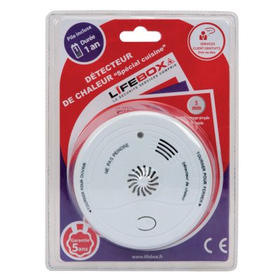 LIFEBOX D&eacute;tecteur de chaleur sp&eacute;cial cuisine , 1 an