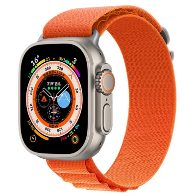 DEVIA  Bracelet pour Apple Watch 42mm / 44mm / 45mm / 49mm Sport en Nylon Tiss&eacute; Orange