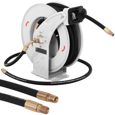 MSW D&eacute;vidoir Enrouleur De Tuyau Eau Air Comprim&eacute; Automatique 15M 160 Bars Raccord &frac12;'