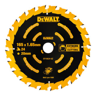 DEWALT  DT10624-QZ Lame de Scie Circulaire 165 X 20 X 24T, Jaune/Noir