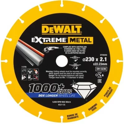 DEWALT  DT40255-QZ Disque Diamant, Jaune/Noir, 230x2.1x22.3 mm