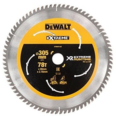 DEWALT  DT99576-QZ Lames de Scie circulaire Stationnaire XR Extreme RUNTIME 305 x 30 mm 78D, Argent