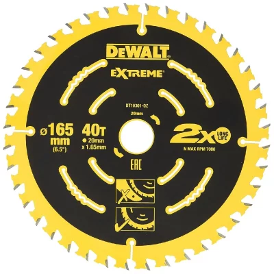 DEWALT  - Lame de scie circulaire portative &Oslash;165 mm 40 dents DT10301-QZ