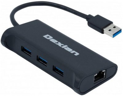 DEXLAN  adapt usb 3.0 vers gigabit + hub 3 ports usb 3.0