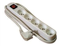 DEXLAN  Multi-prises &eacute;lectrique - 5 prises inter 1.50m - blanche