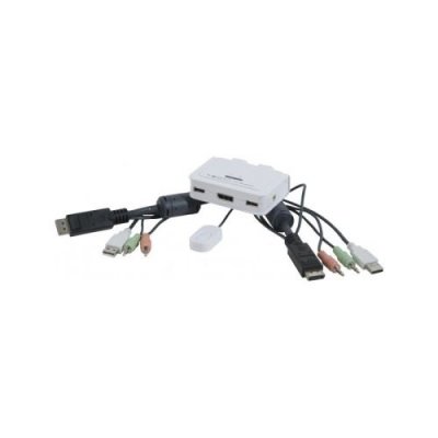 DEXLAN  Switch KVM DisplayPort/USB/audio 2 ports cables int&eacute;gr&eacute;s