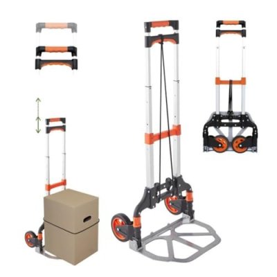 PACK AND MOVE Diable de manutention - chariot de d&eacute;m&eacute;nagement - pliable - 2 roues - aluminium - charge max 60kg