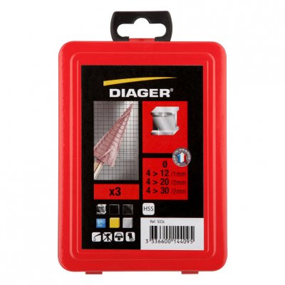 DIAGER  - Coffret de 3 Forets m&eacute;tal &eacute;tag&eacute;s 5% colbalt TiAIN - 503C