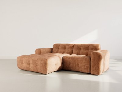 BEST MOBILIER Diane - Canap&eacute; d'angle gauche 4 places en velours textur&eacute;