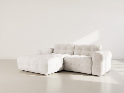  Diane - Canap&eacute; D'angle Gauche 4 Places En Velours Textur&eacute; - Beige