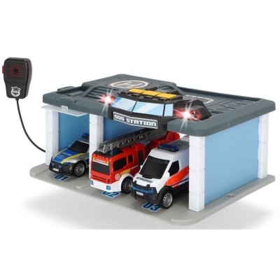 DICKIE  203716015 - SOS Station de Sauvetage avec Police, Pompiers et Ambulance