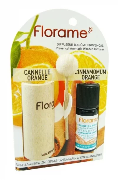 FLORAME Diffuseur huile essentielle Cannelle Orange en bois  10ml
