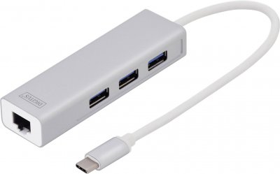 DIGITUS  Concentrateur USB 3.0 de Type-C avec Gigabit Ethernet