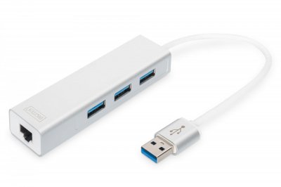 DIGITUS  USB 3.0 3-Port Hub & Gigabit Adaptateur LAN