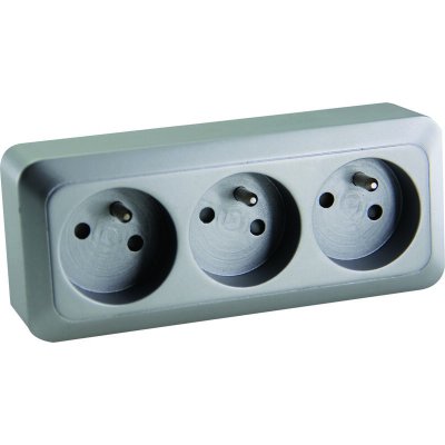 GENERIQUE DIO - Bloc multiprise &agrave; cabler 3 prises 2P+T 16A - Silver