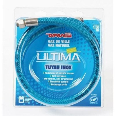 DIPRA  73150 Tuyau Flexible en Inox pour Gaz Naturel, longueur 1.50m