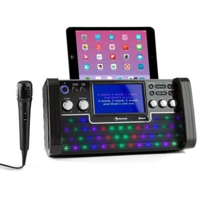AUNA DiscoFever Cha&icirc;ne karaok&eacute; Bluetooth LED Ecran TFT 7"""" lecteur CD USB + 1 micro