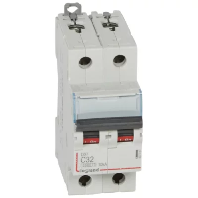 LEGRAND Disjoncteur DX&sup3;6000 10kA arriv&eacute;e haute/d&eacute;part bas vis 2P 32A courbe C - 2 mod