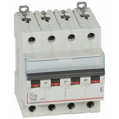 LEGRAND Disjoncteur DX&sup3; 6000-vis/vis-4P-400V~-16A-10kA-courbe D-peigne HX&sup3; trad 4P - 4M